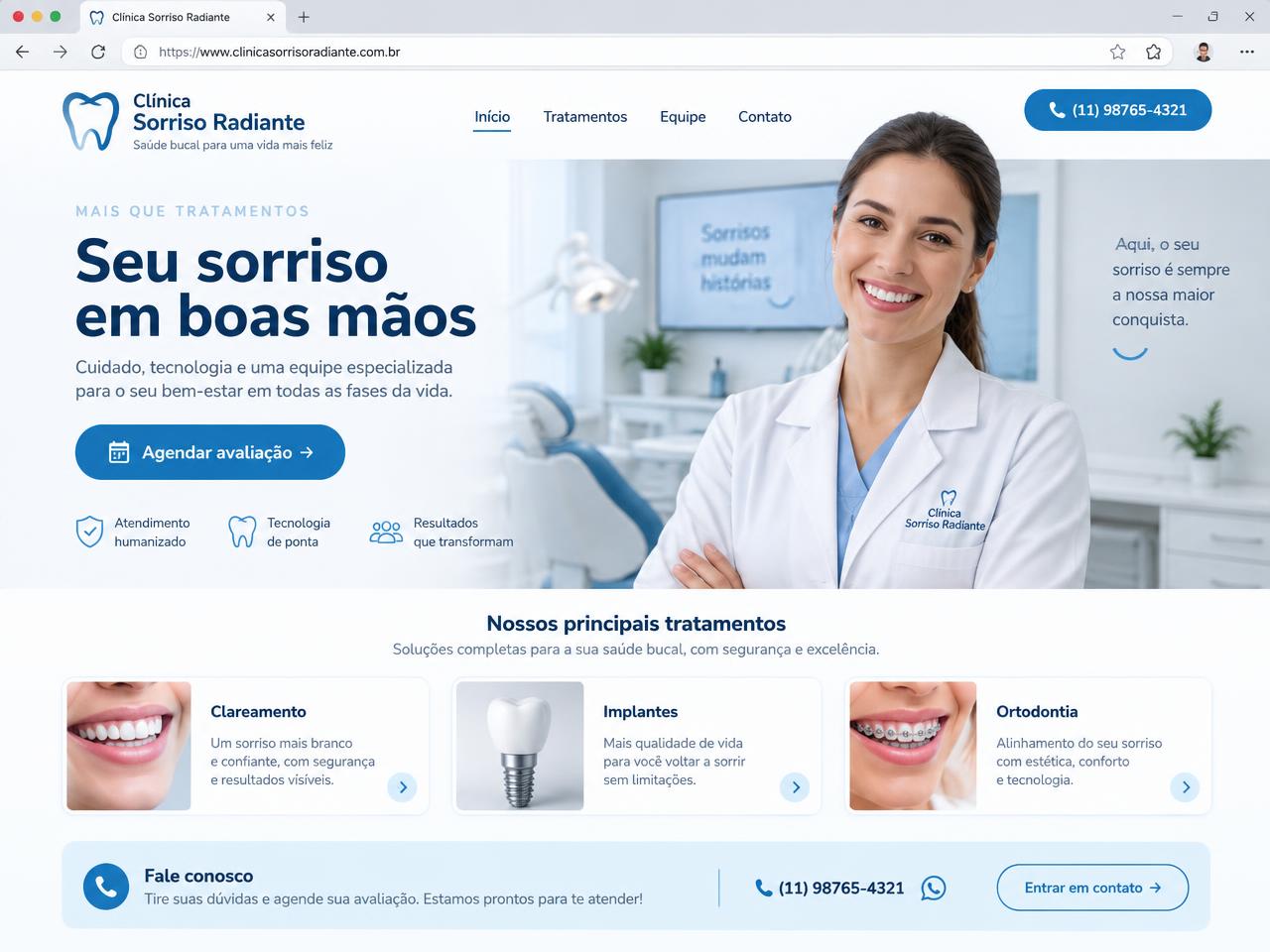 Mockup do site Clínica Sorriso Radiante